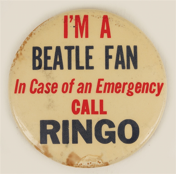 Ringo Starrs Personal Beatles Fan Button